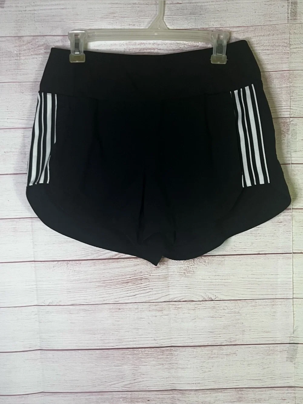 Athleta Ascender Black White Side Stripe Athletic Shorts Size 8‎